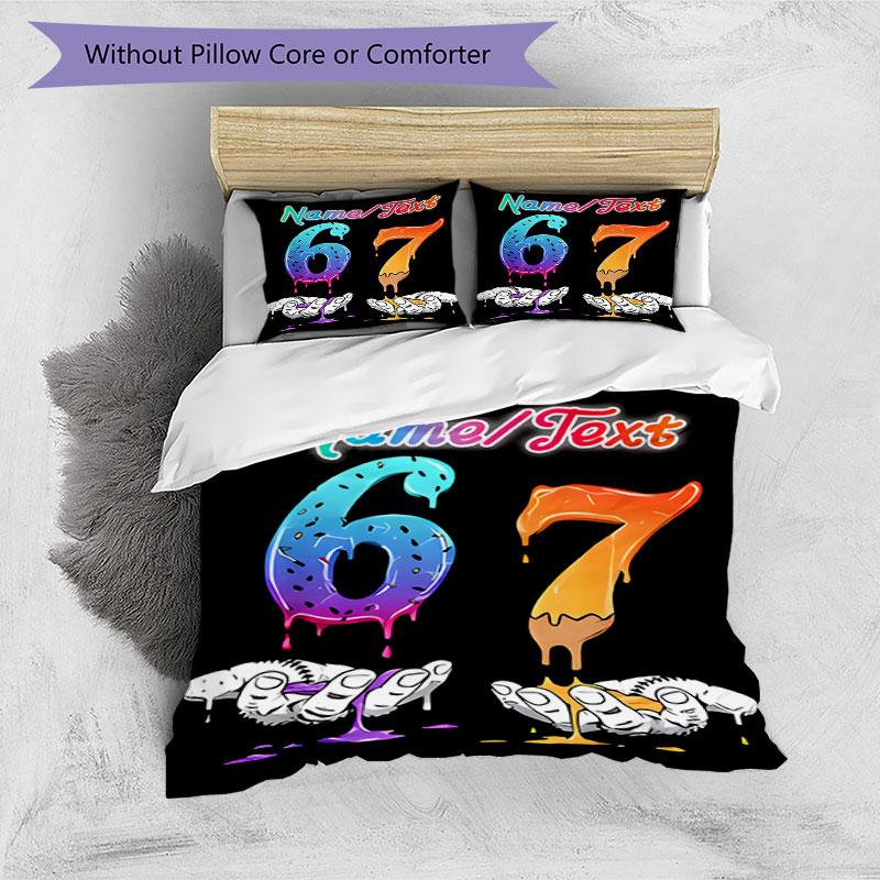 3PC Custom Name Colorful Numbers Bedding Set Printed Bedding Set Duvet Cover Closure Includes 1 Duvet Cover & 103 Pillowcases for Bedroom