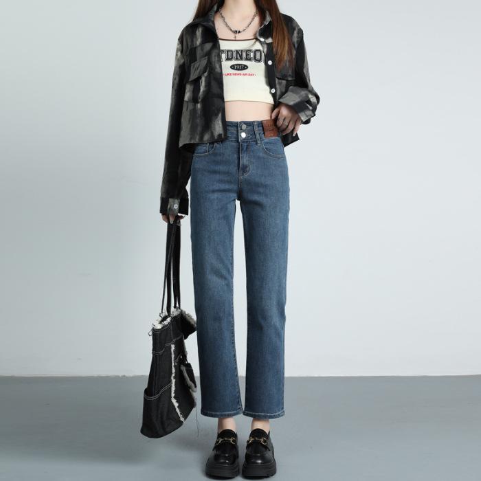 Jeans droits taille haute pour femme Automne/Hiver 2025 – Pantalon cigarette amincissant et allongeant les jambes