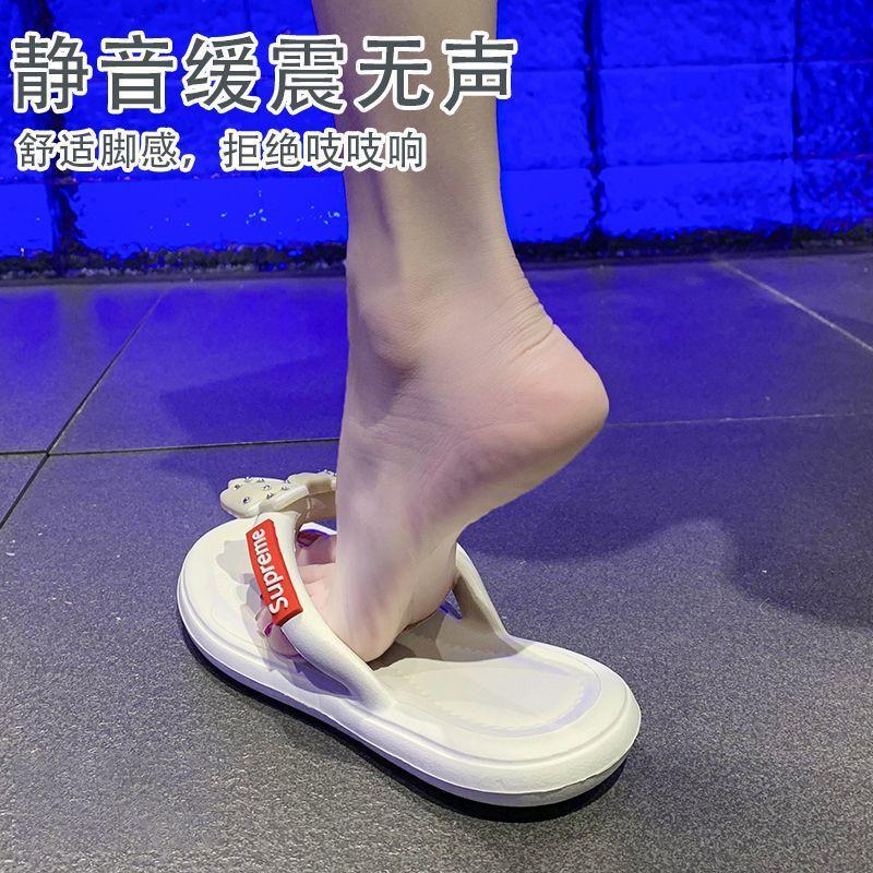 Cute one-pedal flip-flops woman 2025 summer and autumn new fashionable versatile non-slip seaside bow slippers outer wear