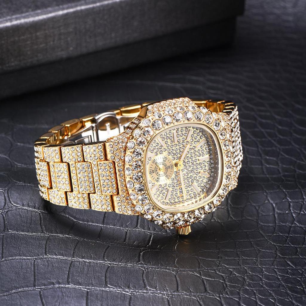 Fashion Iced Out Watches Men Luxury Full Diamond Automatic Date Clock Steel Waterproof Watch Male
