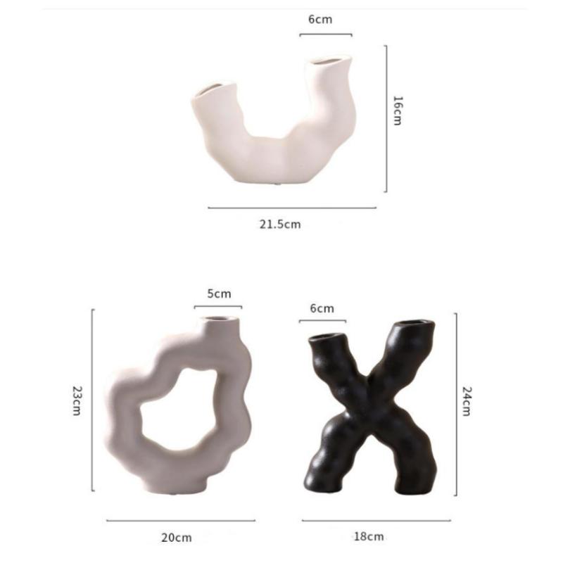 Ceramic Ornaments Geometric Pipeline Flower Vase Irregular Twisted Flower Arrangement Terrarium Home Decoration Accessories