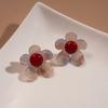 Vintage Resin Blend Flower Geometric Stud Earrings for Women Personality Flower Irregular Temperament Earrings Aesthetic Jewelry