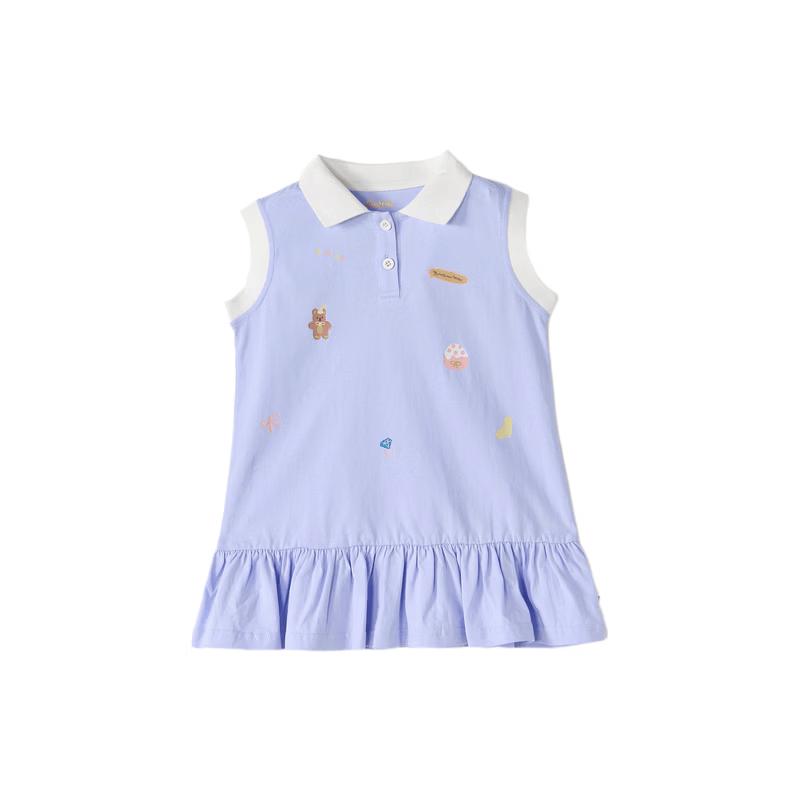 Desa Girls' 2026 Summer Printed Color-Block Dress