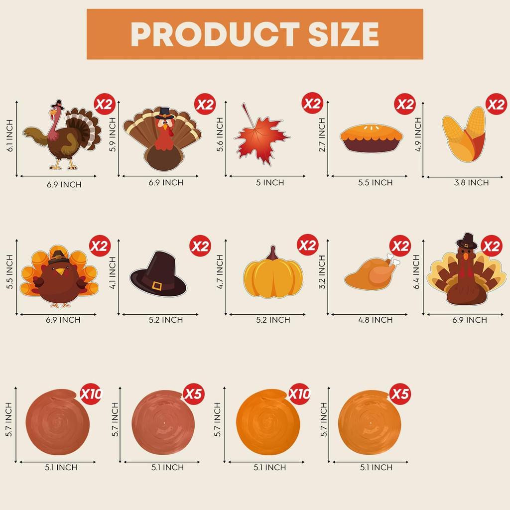 Horaldaily Thanksgiving 30 Pieces Party Hanging Swirl Decorations, Turkey Pumpkin Party Hanging Swirls Streamers Ceiling Decor for Home Office