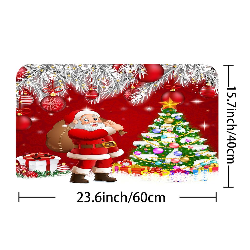 1Pc Waterproof Shower Curtain With Hooks Christmas Snow Scene Bathtub Curtain Soft Floor Rugs Non-Slip Bath Mat Bathroom Decor