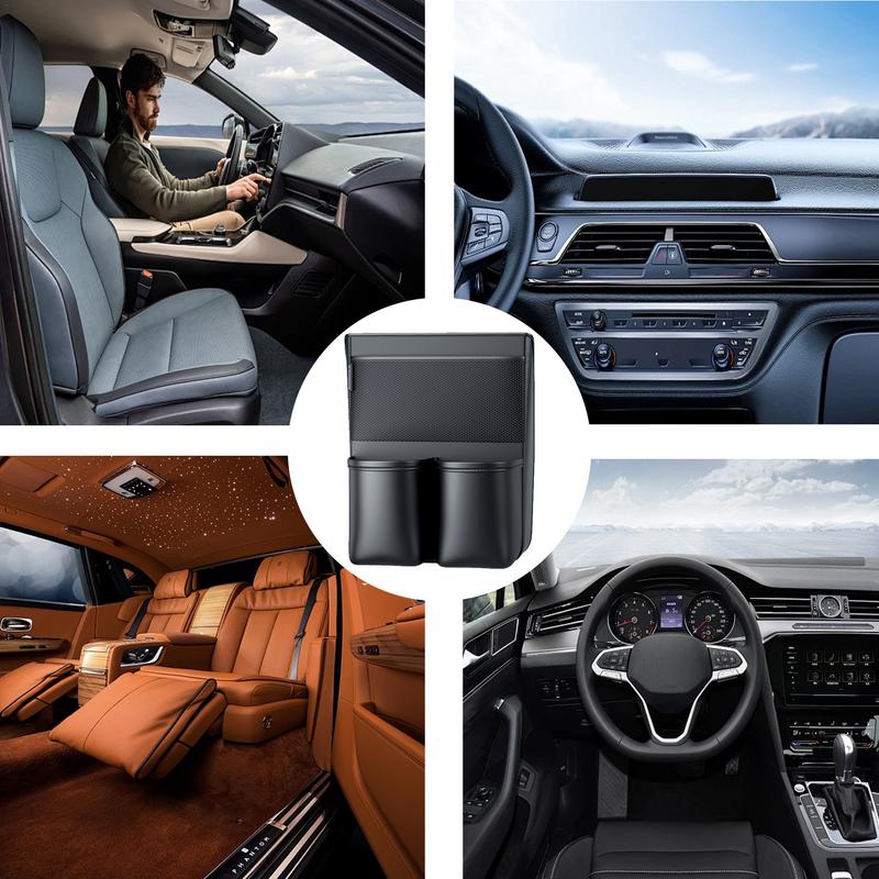 Between Seat Car Organizer Car Front Seat Middle Storage Bag Car Leather Storage Between Seats Back Storage Organizer Bag For
