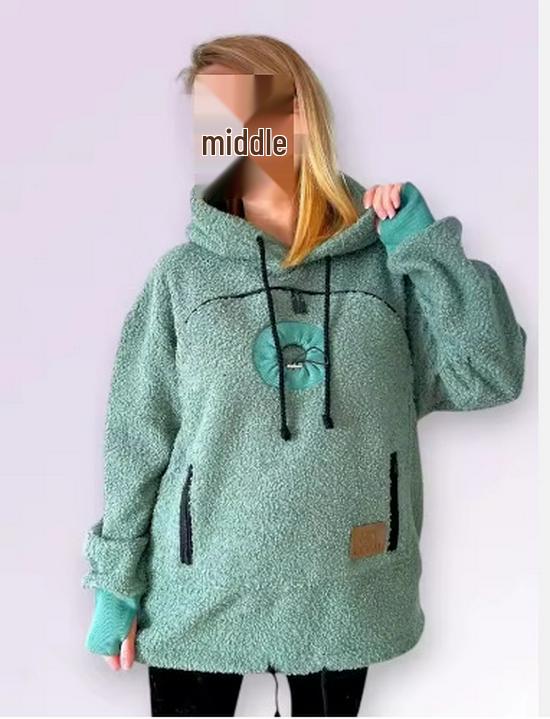 Модный унисекс худи из кораллового флиса 2025: Европейско-американский стиль, Свободный, Повседневный и Теплый Medium