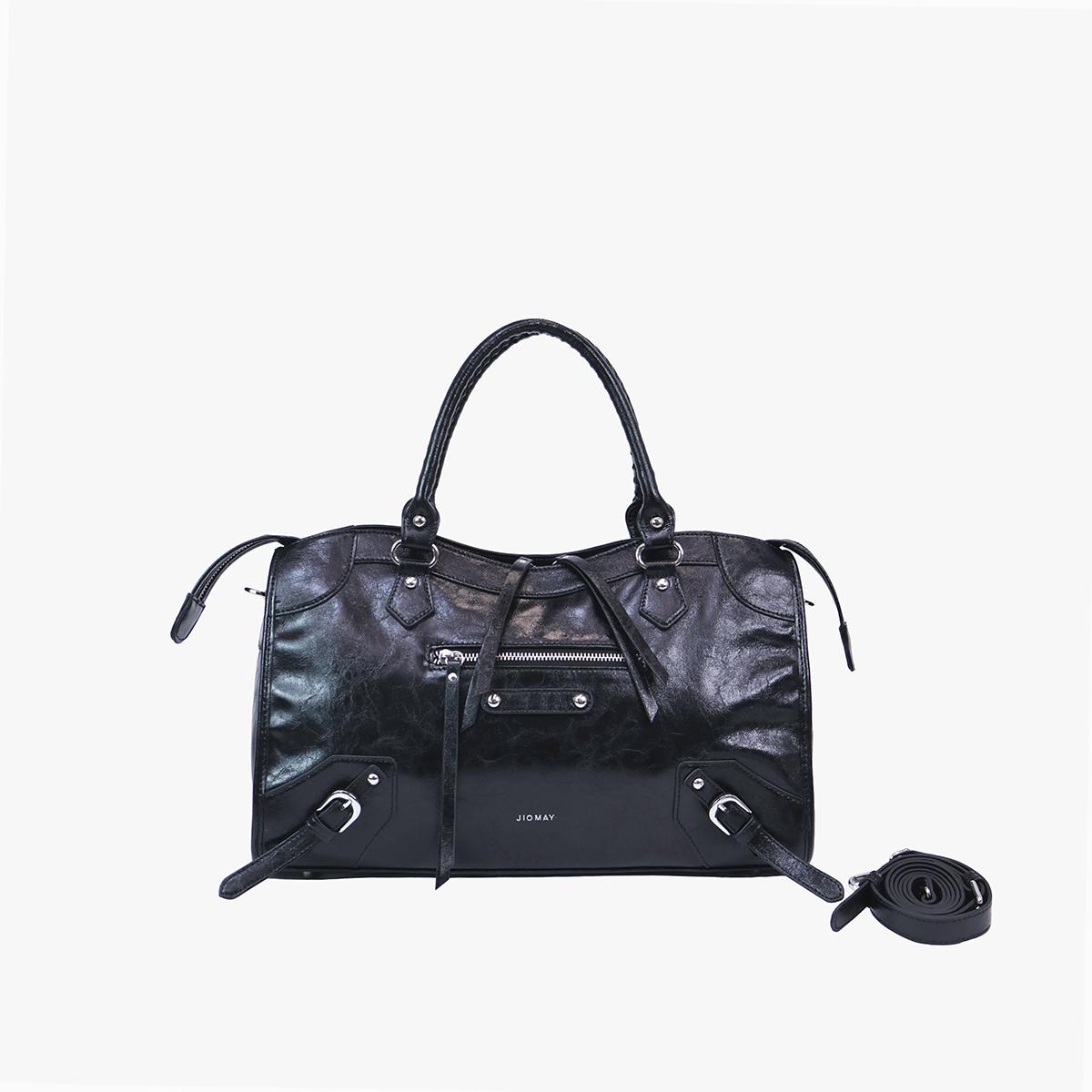 JIOMAY Motorfietstas met Studs voor Dames, Vintage Franse Tote Cool Crossbody Handtas ZS26-010 gray
