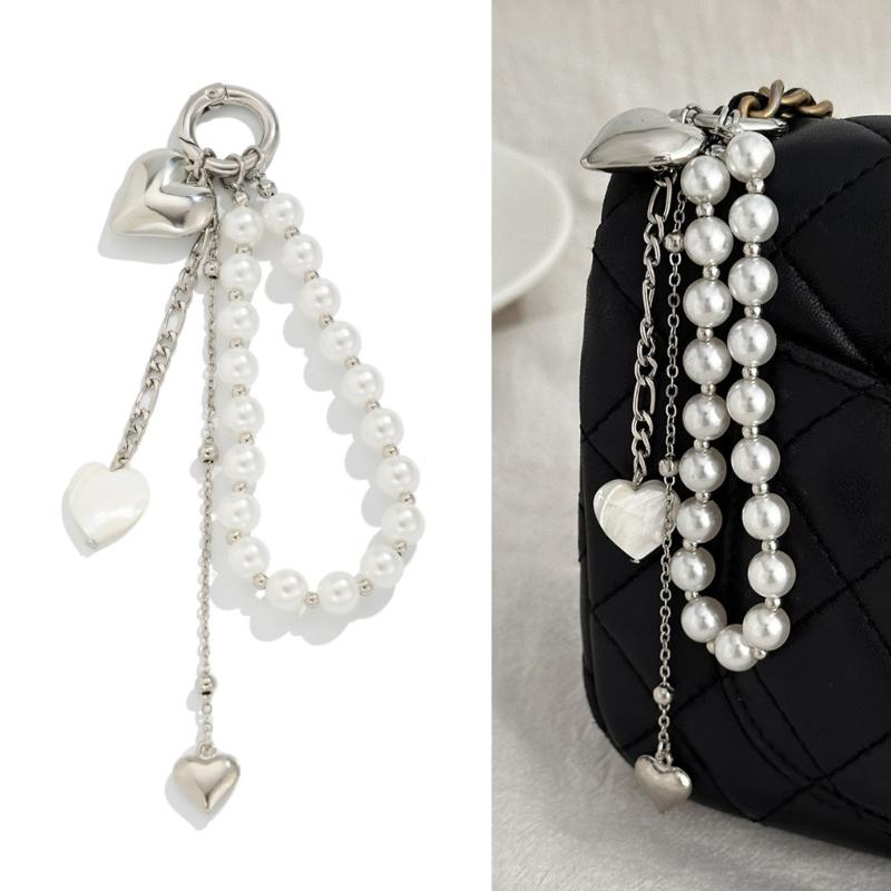 Trendiger Herz-Schlüsselanhänger Schlüssel-Schmuck Quasten Schlüsselhalter Perlen-Taschenanhänger Taschenanhänger Legierungstextur Perfekt für Tasche und Schlüssel
