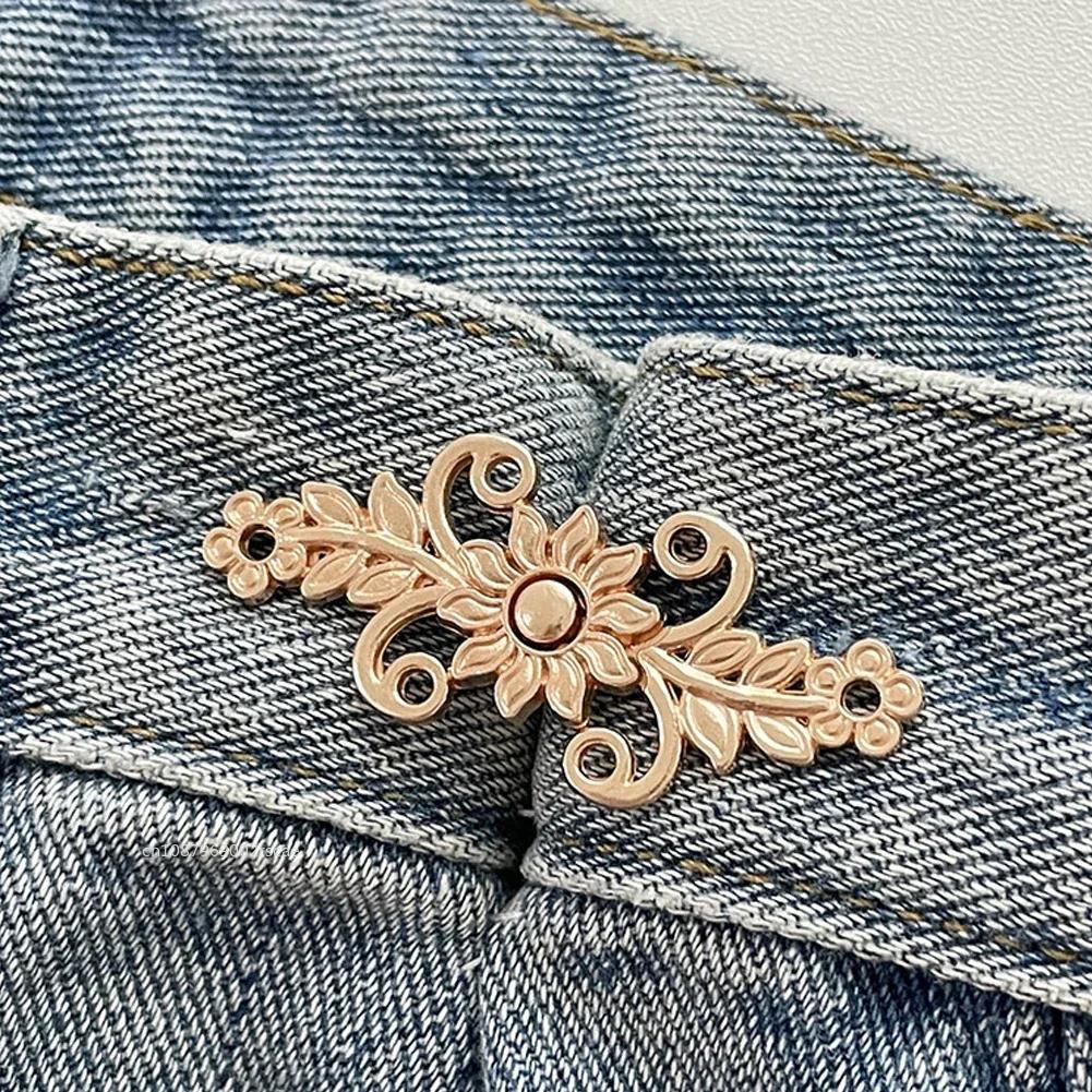 Flowers/cats Pants Tighten Waist Brooches Buckle Pins Waist Clip Adjustable Snap Detachable Button for Jeans Dress