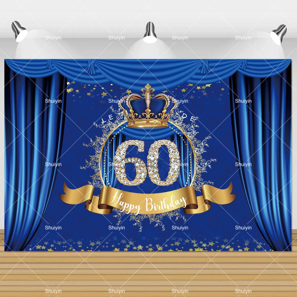 Telón de Fondo 60 Cumpleaños Mujer Hombre 60 Años Decoraciones de Cumpleaños Suministros para Fiestas Globos Brillantes Pancarta Sesenta Atrezzo para Sesión de Fotos