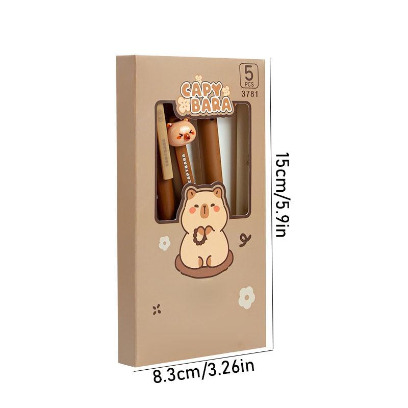 10pcs Cute Cartoon Bear Kapybara Themed Press Pen Plastic Erasable Neutral Pen Blue Ink Quick Drying Function Writing Tool