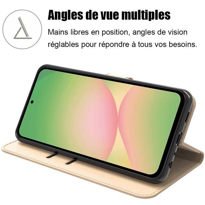 Coque de protection - BOOLING - Samsung Galaxy A56 5G - Synthécuir doré - Antichoc - Support intégré