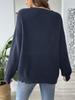 European & American Women's Color Block V-neck Loose Knit Sweater 