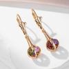 Kinel Multi Color Zircon Long Dangle Earrings For Women Luxury Rose Gold Color Bride Wedding Jewelry