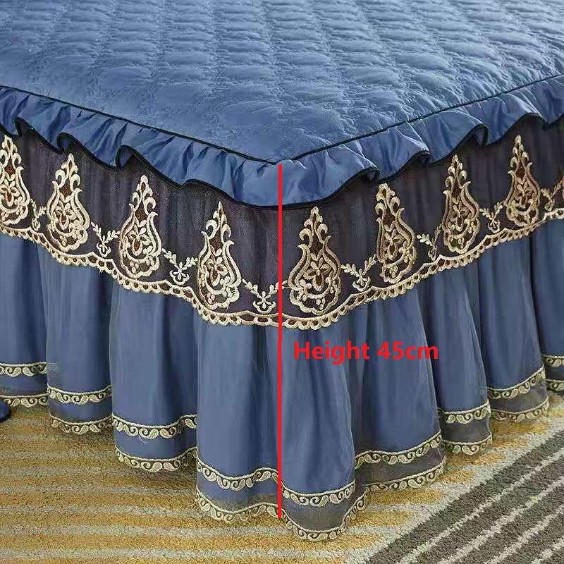 Luxury Quilted Bed Skirt Soft Thicken Bedspread 1pc Lace Edge Not Including Pillowcase