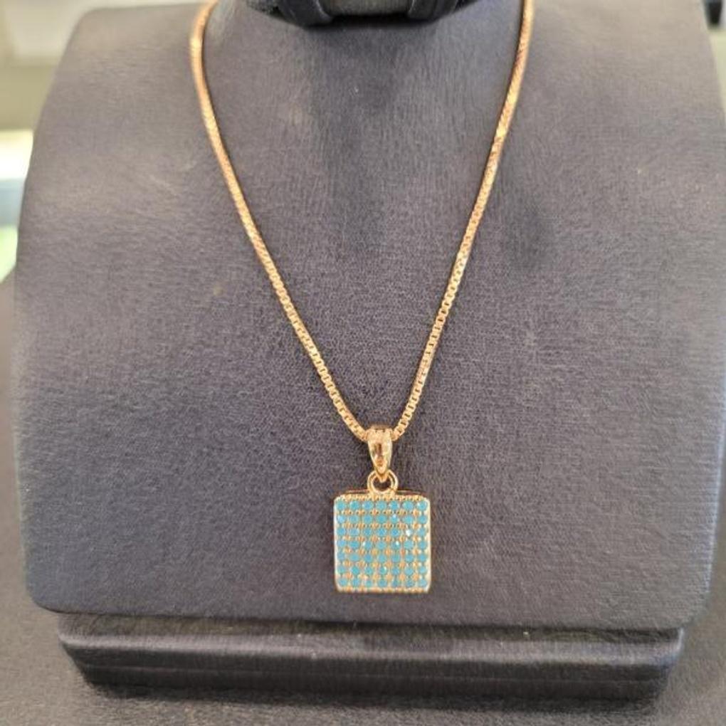 Atria Square Turquoise One-Touch N Free Size Necklace JTONEFR0053TK
