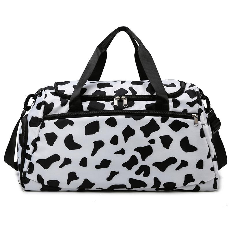 European and American cow pattern travel big bag anti-splashing Oxford cloth women's shoulder bag dry and wet separation fitness bag