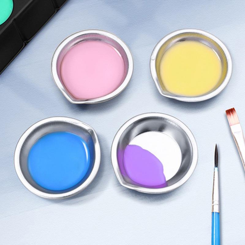 10Pcs Stainless Steel Painting Color Bowls Oil Paint Trays Paint Color Mixing Cups Color Mixer Children Diy Painting Tools