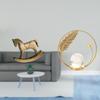 Rustic Wood Horse Crystal Ball Sculpture Figurine Ornament for Home Decor Countertop Cabinet TV