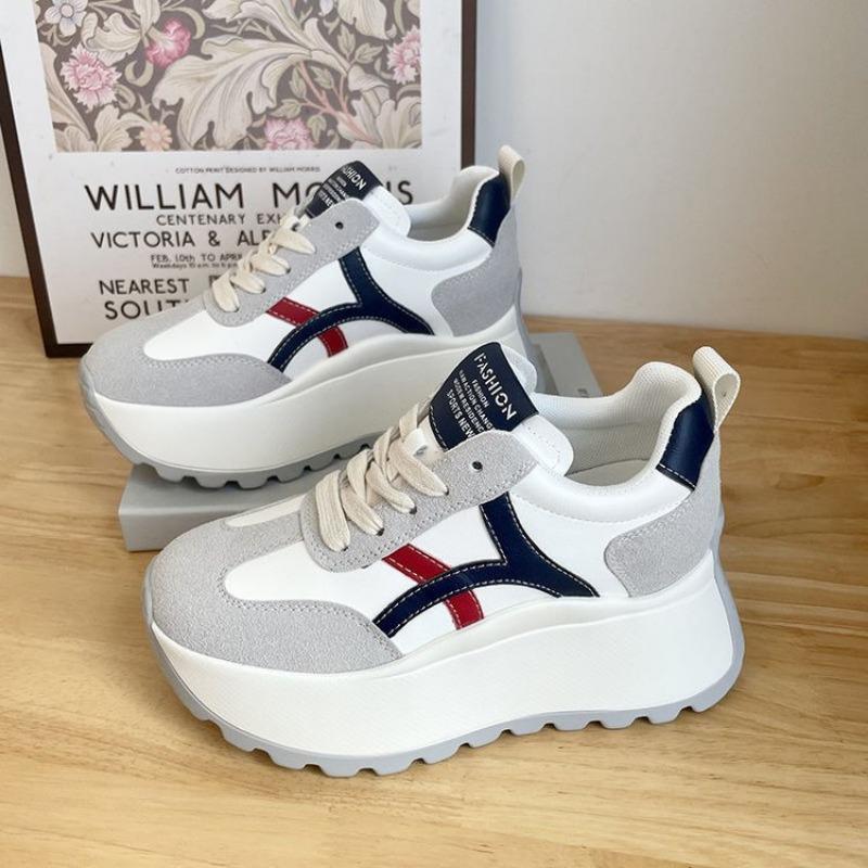 

Женские весенние новые универсальные кроссовки с небольшим увеличением роста, в стиле колледжа, повседневная спортивная обувь 40 серый