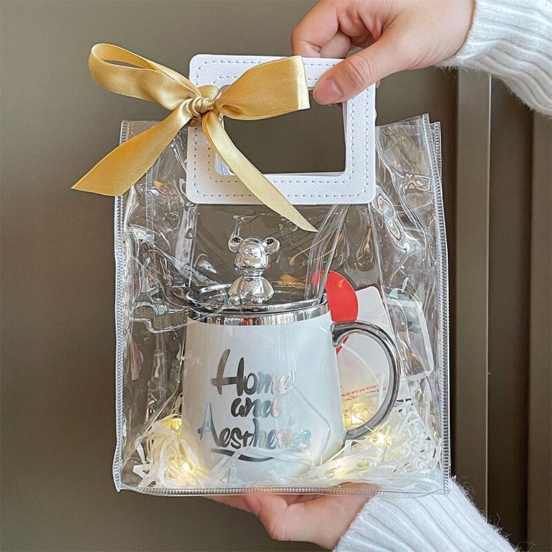 Ceramic Bear Mug Set with Lid and Spoon