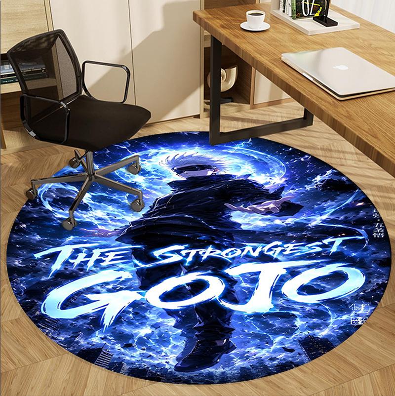 Jujutsu Kaisen Pattern Round Rug, Indoor/Outdoor Mat, for Picnic, Gameroom, Bedroom, Office, Living Room, Home Decor Carpet, Birthday Gift
