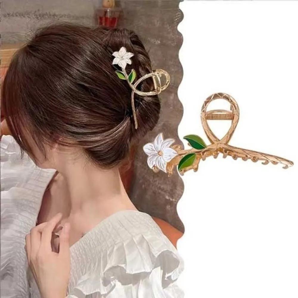 Lily flower updo hair clip gold luxury summer half-updo Gold