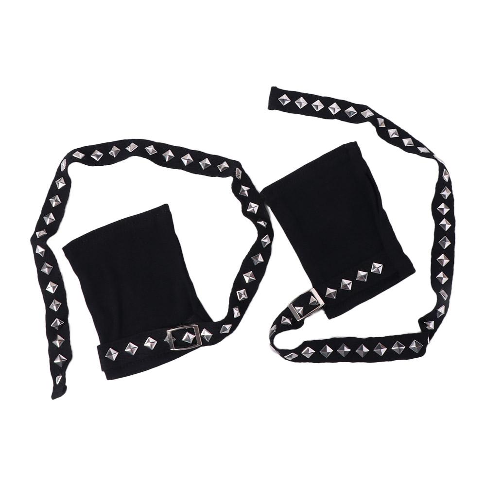 Hip hop Fingerless Gloves Rope Cross Short Arm Warmer Elastic Rivet Gloves  Cosplay