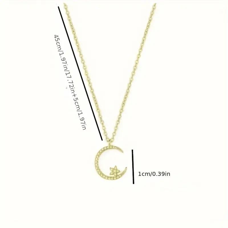 1pc Titanium Steel Chain Romantic Cute Crescent Moon Star Pendant Necklace Women Starry Sky Jewelry All Occasions Gift