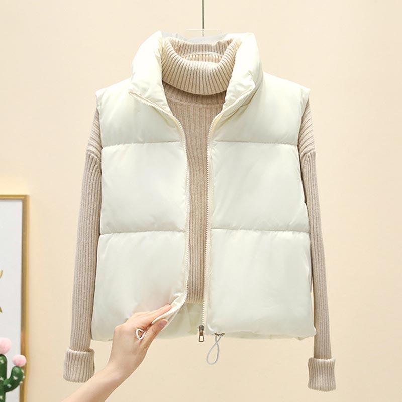 Γυναικείο Κοντό Αμάνικο Μπουφάν Πουπουλένιο Ελαφρύ Αμάνικο Ζεστό Γιλέκο Κυρίες Χειμώνας Όρθιος Γιακάς Γέμισμα Γιλέκο
