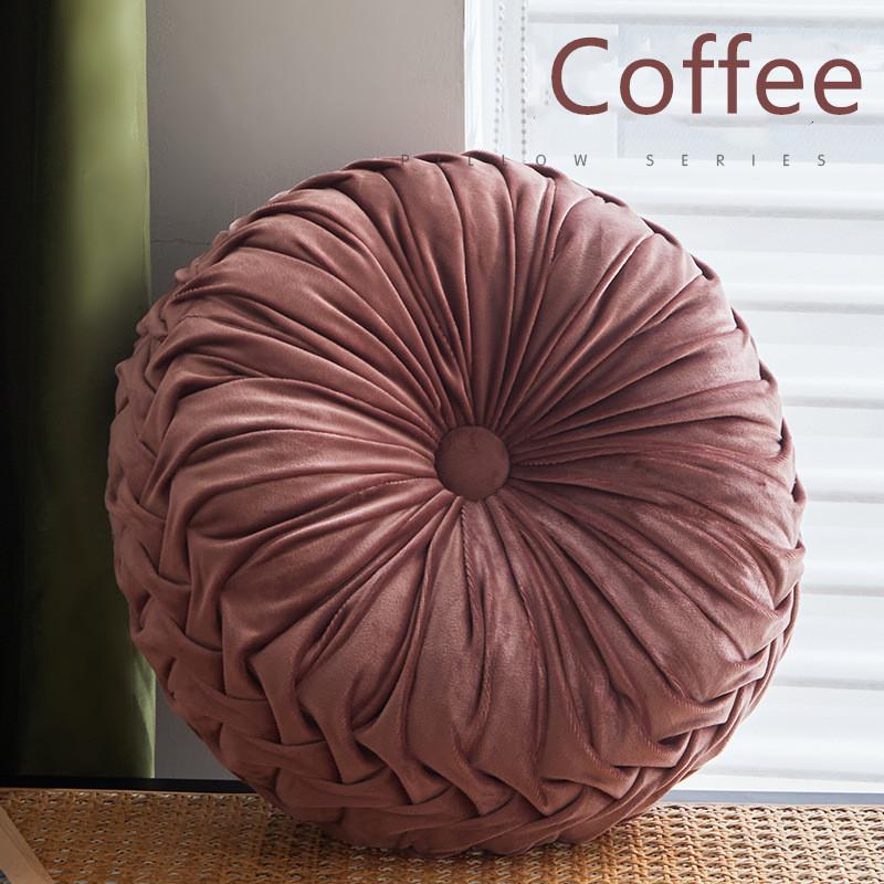 Craftsmanship Pleated Throw Pillow Home Decorative Round Pumpkin Velvet Cushion Floor Pillows for Living Room Chair Couch Sofa