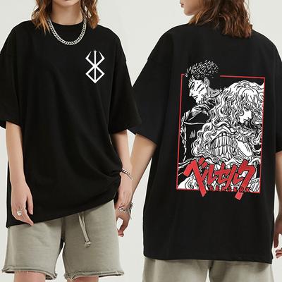 Anime Berserk Manga Graphic T Shirt Fight Swordsman Guts Griffith Summer Tshirt Men Women Casual Cotton Oversized T-shirts Streetwear
