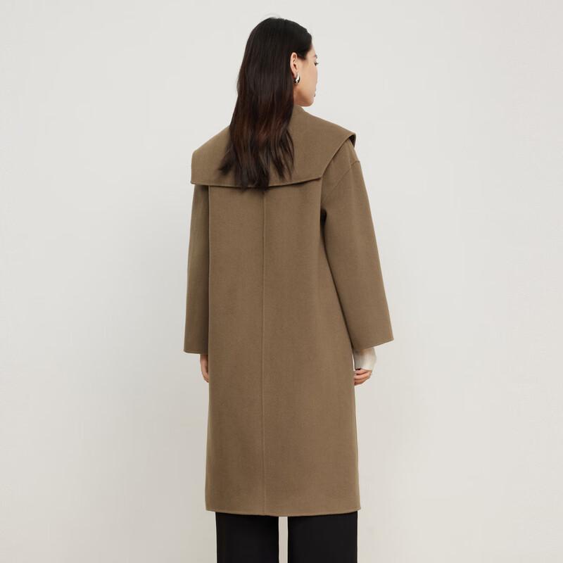 Elva's Island Women's Sailor Collar Toggle Button Double-faced Wool Coat