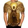 Mens 3d Angel Warrior Graphic T Shirt Golden Sword Design 3D Printed Tshirt For Men Clothes Wing Ornate Border Unisex Tee Tops