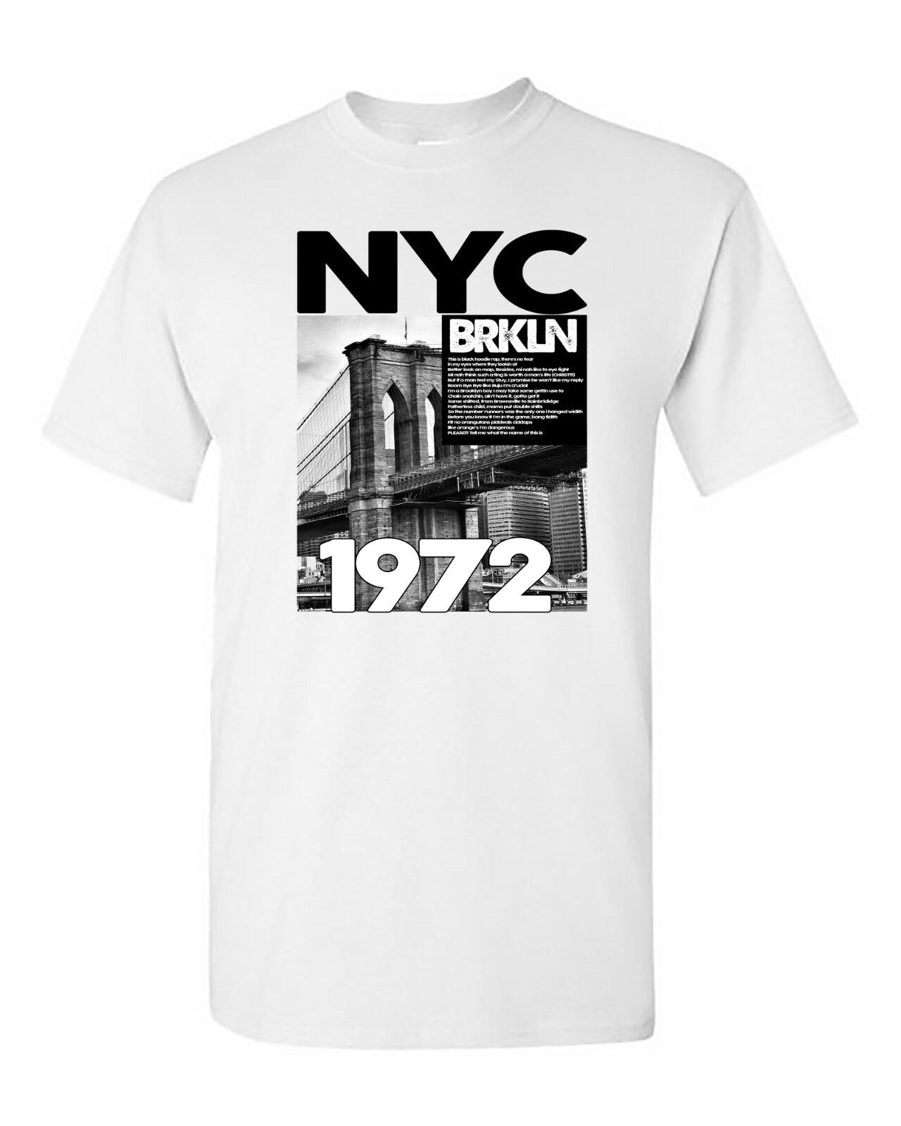 1972 NYC Brooklyn Urban Republic Graphic Streetwear Tee White T-Shirt Size S-5XL XXL