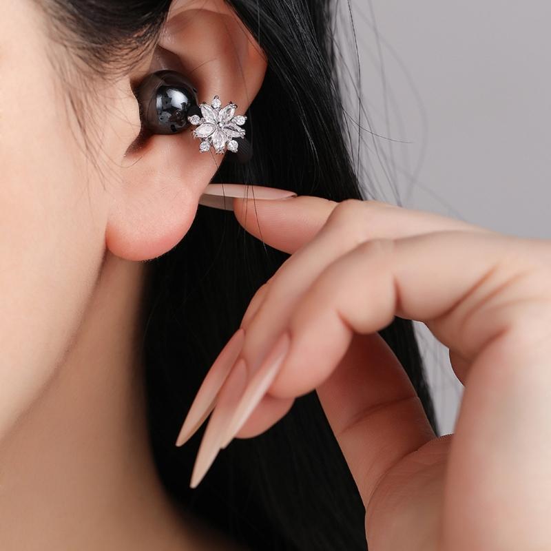Flower Design Sparkling Zircons Headphone Buckles Clip On Ear Hook Accessory For FreeClip 1 2 Headphones Adornment