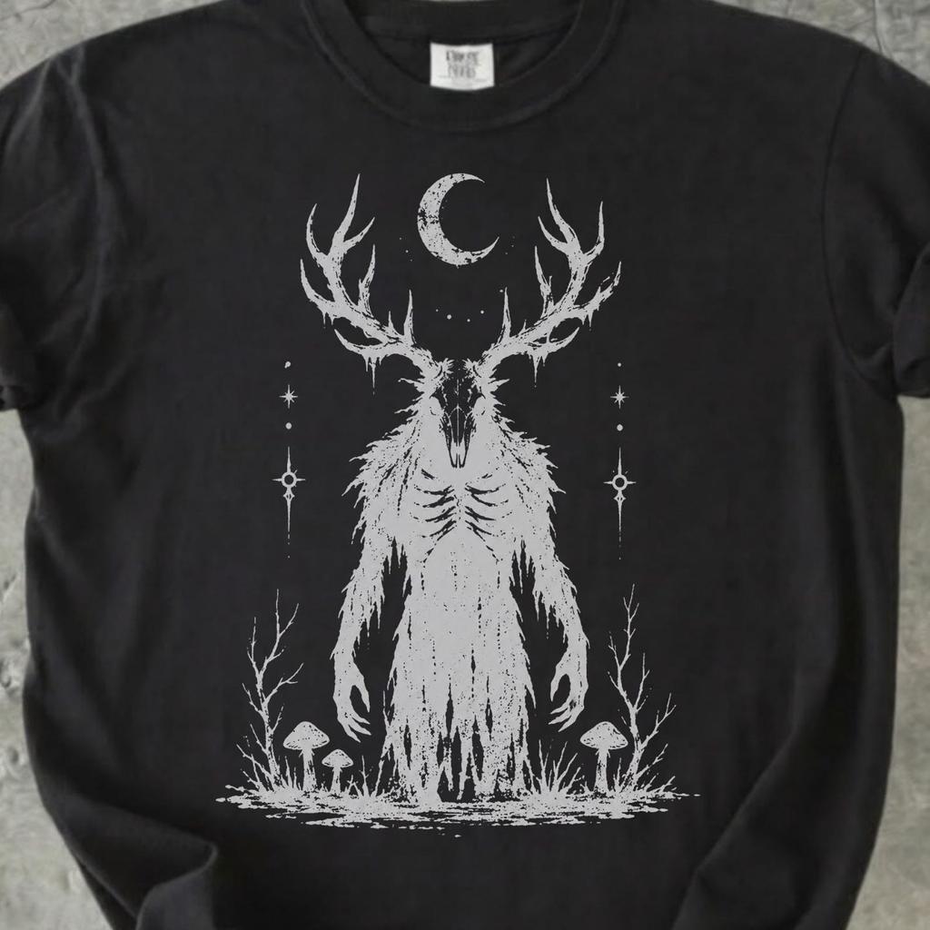 Wendigo Comfort Colors Shirt, Cryptid Horror T Shirt, Deer Skull Gothic Tee, Spooky Halloween Gift