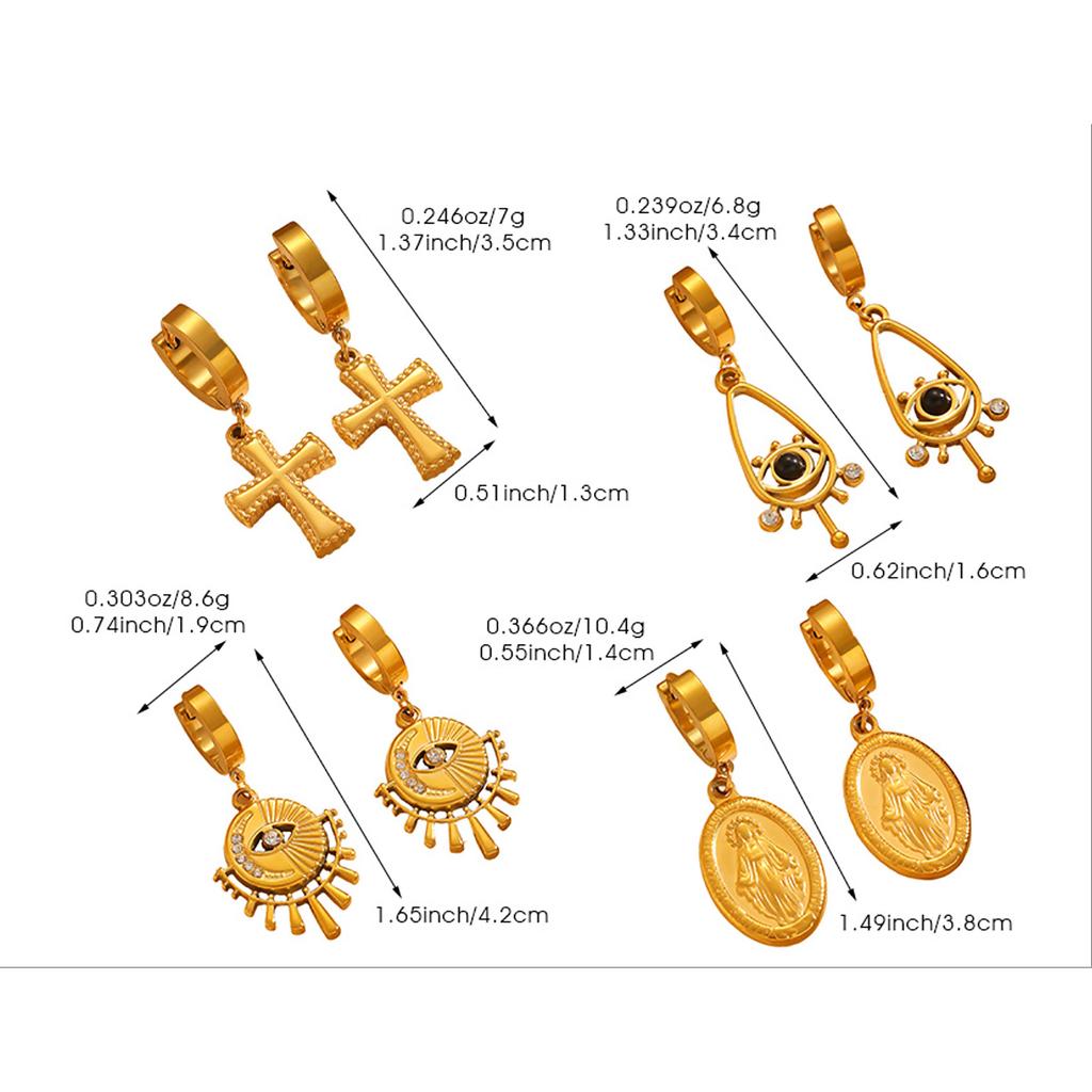 Exquisite Fashion Versatile Minimalist Geometric Heart Shaped Oval Pendant Stainless Steel Earrings For Women