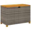 Garden Storage Box Gray 110x55x63 cm Poly Rattan Acacia Wood