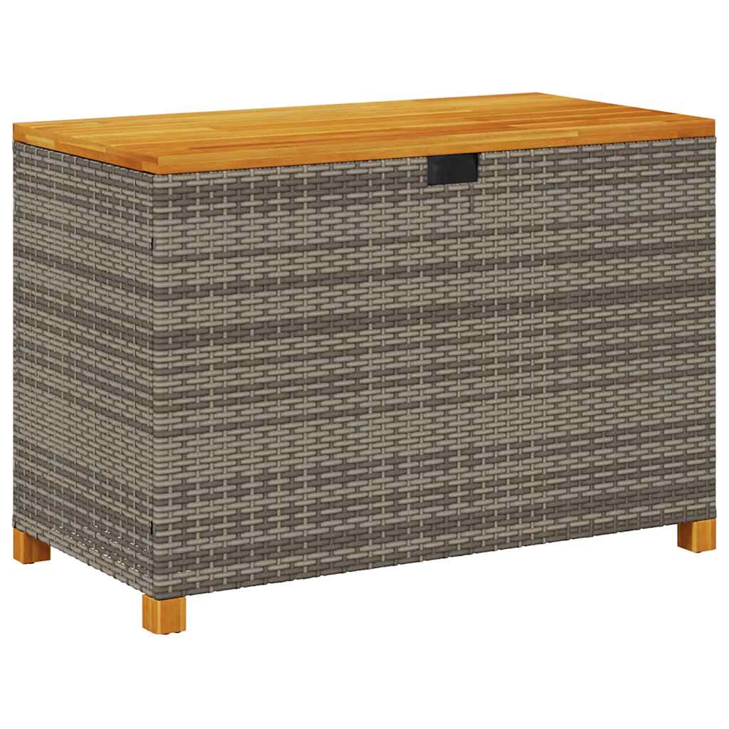 Garden Storage Box Gray 110x55x63 cm Poly Rattan Acacia Wood