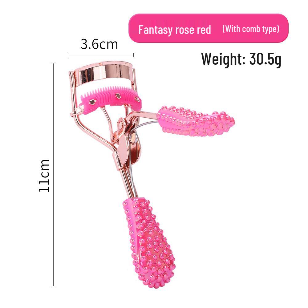 Press Eyelash Curler with Pink Handle & Carbon Steel for Natural Curling – Beauty Tool in Box.