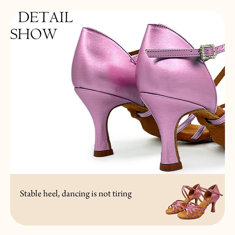 Modne Damskie Buty do Tańca Towarzyskiego Balowego Latin Tango Walc Cha Cha PU Obcas Wysoki 8CM