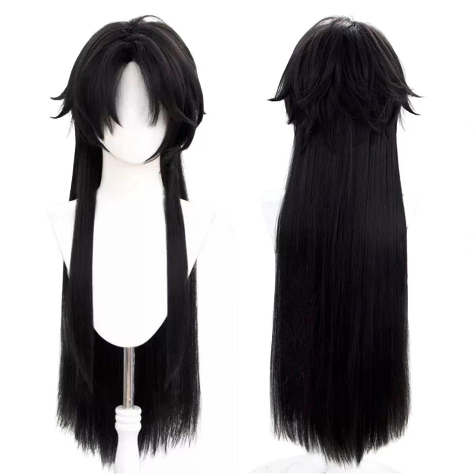 Capitano Cosplay Perücke Lange Schwarze Perücken Für Halloween Weihnachtsfeier Mann Frau One Size schwarz