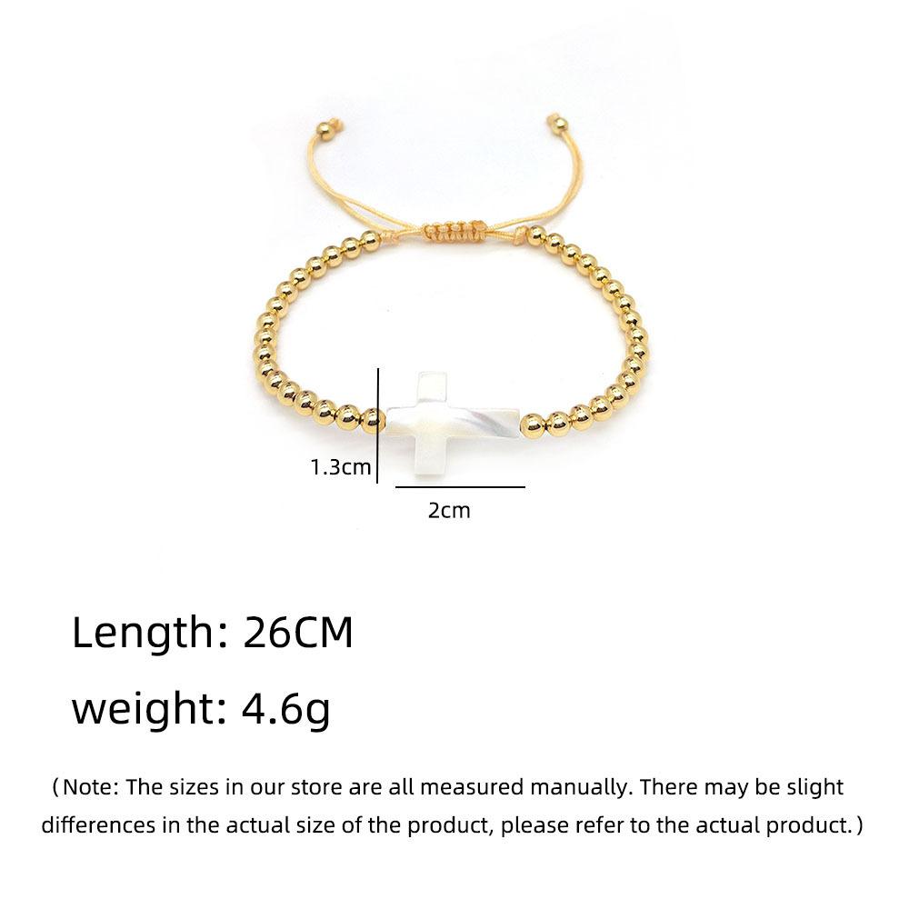 Nicssy Gold Color Beaded Bracelets for Women Jewelry Natural Shell Cross Star Heart Charm Bracelet Adjustable Rope Pulseras