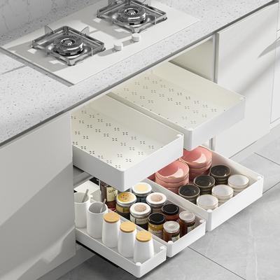 1-3PCS Pull-Out Cabinet Storage Baskets - Drawer Organizer for Kitchen Cabinets, Cutlery, Spice, Condiments, and Dishes Storage