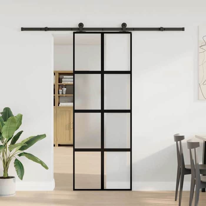 VidaXL Sliding Door Hardware Kit Tempered Glass Aluminum, Sliding Door On Rail, Sliding Door 3333010