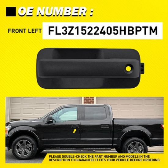 Fit 2015- Ford F-150 XLT Front Outside Door Handle Driver Side Smooth Black
