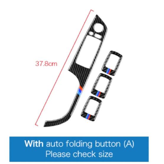 For BMW 3 Series E90 LHD 2005-2012 - Interior Power Window Switch Trim, Real Carbon Fiber Easy Tall Decor