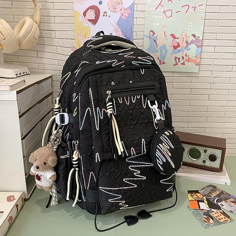 Trendy high-value schoolbag girls, primary school students, junior high and high school students, niche design, simple and versatile backpack women